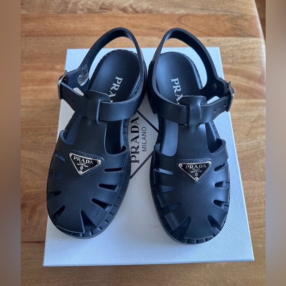 Prada Shoes - Prada 🖤 Fisherman Rubber Sole Sandal Color: NERO Size: 37/ Size 7